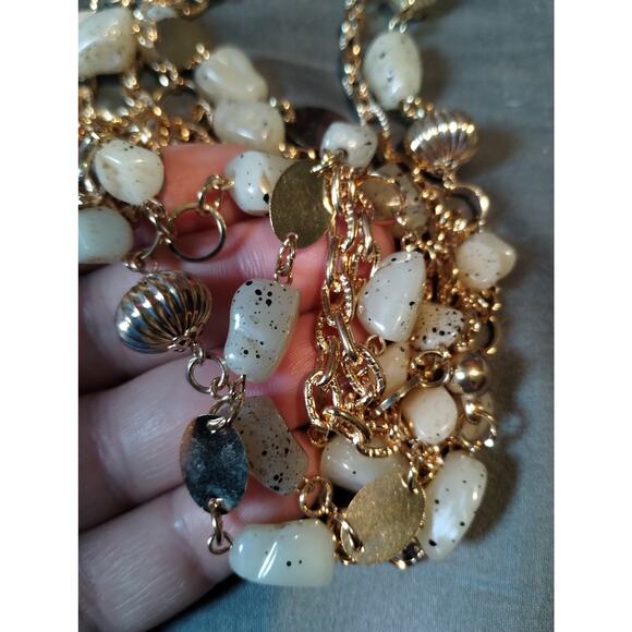 Set of 2 Fashion Jewelry Stones Beads Chains Gold Silver Tone Necklaces Earrings - Picture 3 of 5